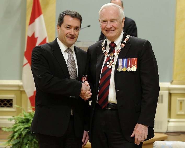 Jacques Lacombe et le gouverneur général du Canada David Johnston